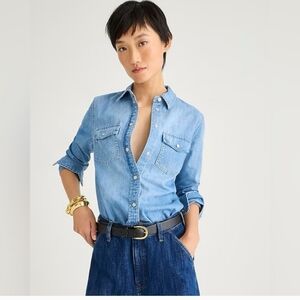 J CREW Wren slim western chambray shirt BG077 NWT, SZ 0